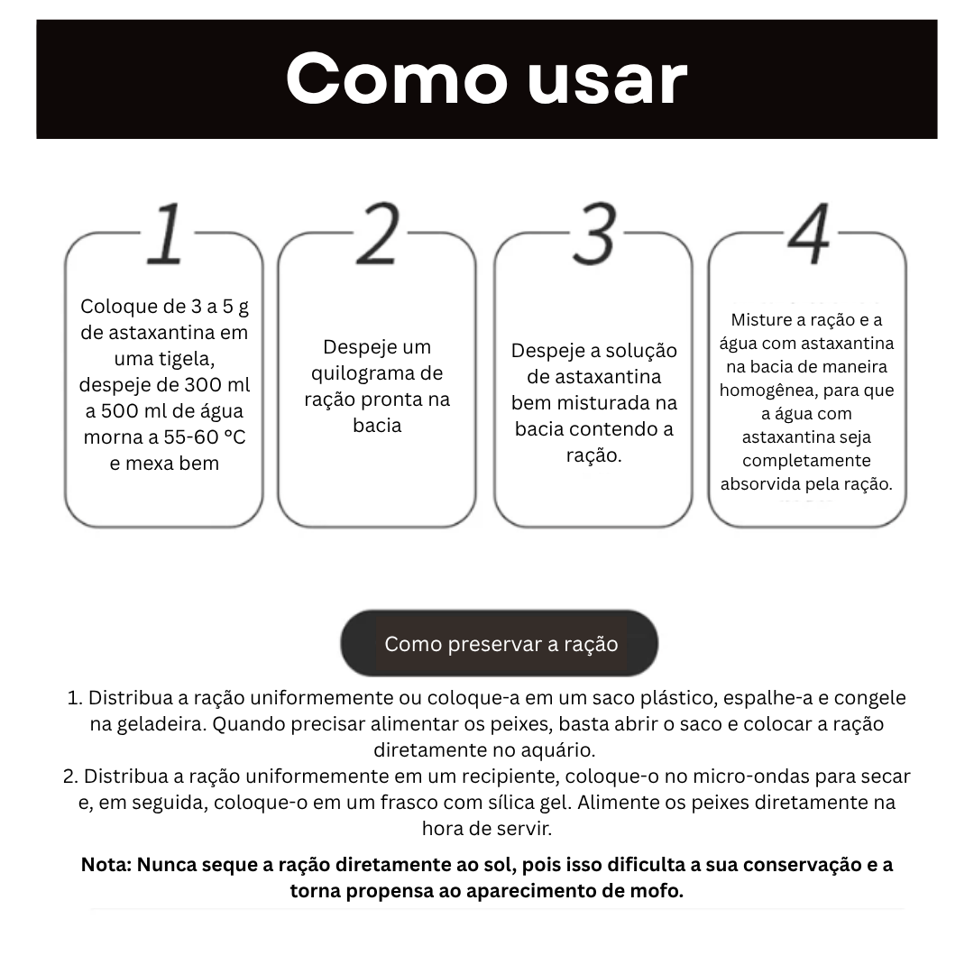 Astaxantina 100% pura para peixes