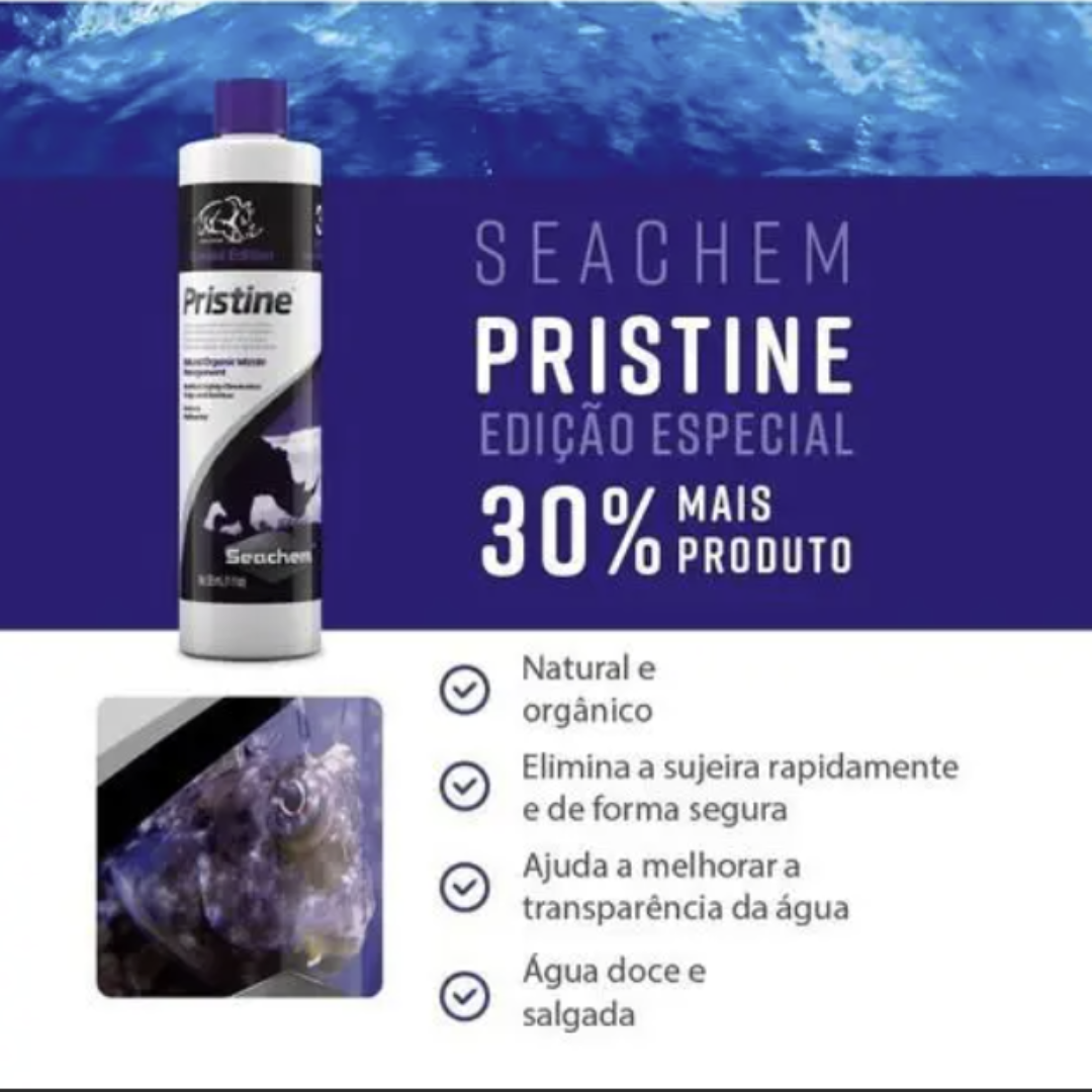 Pristine Seachem - Removedor de matéria orgânica aquário