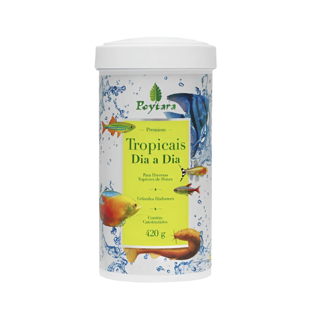 Ração poytara tropicais dia a dia 420g + prime 325ml condicionador seachem