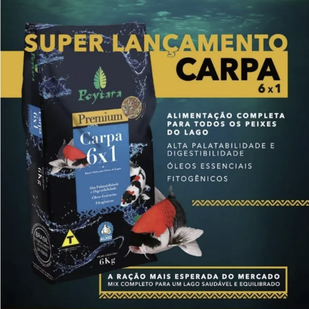 Ração Para Carpas Poytara Premium Carpa 6x1 - Poytara Lagos e Aquários