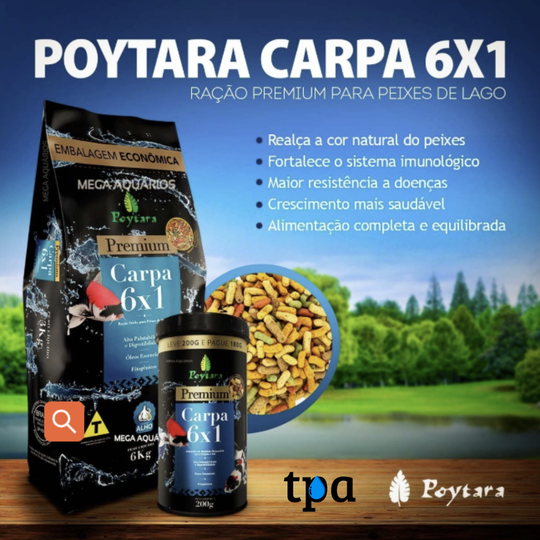 Ração Para Carpas Poytara Premium Carpa 6x1 - Poytara Lagos e Aquários