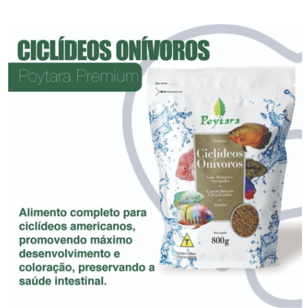 Ração Poytara Ciclídeos Onívoros 800g + Seachem Prime 325ml