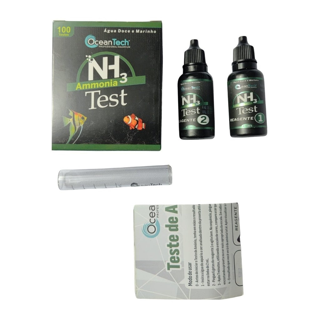 Ocean Tech Amônia NH3 Kit Teste 100 Unid Aquário Peixes